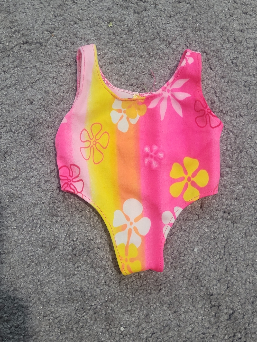 Build-A-Bear Pink and Yellow Floral One-Piece Bathing Suit